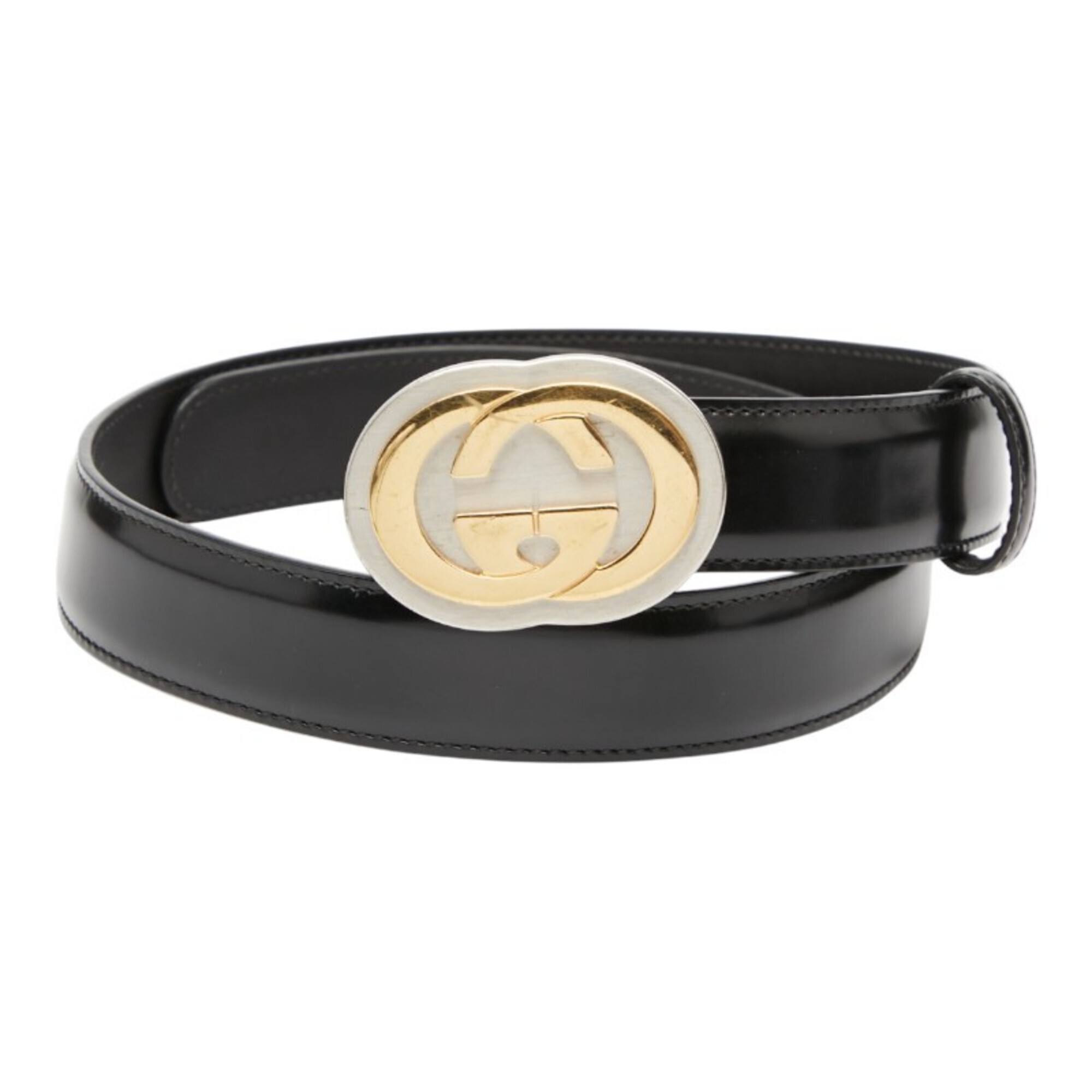 Gucci Interlocking G Belt, Size 70 (28), Black Leather, 598092, Women's, Gucci
